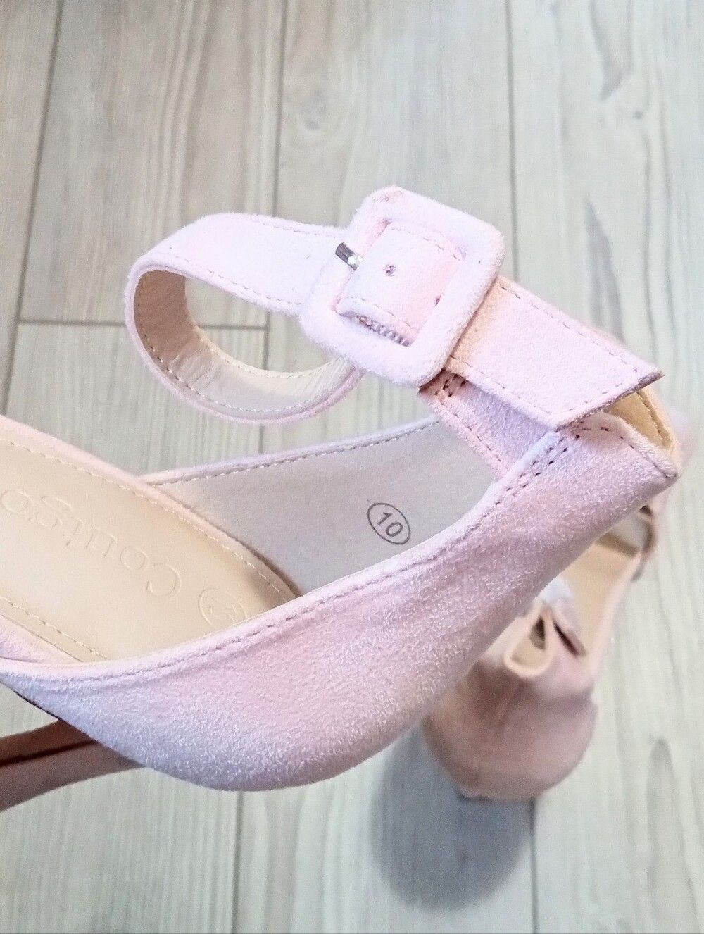 (36-4871) Coutgo Women's Light Pink Bow Heeled Sz 10 - Picture 7 of 10